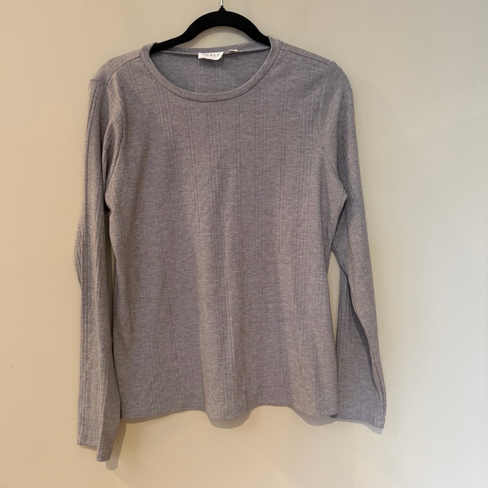 Cyrus Gray Ribbed Long Sleeve Top